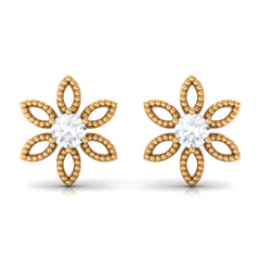 Natural Diamond Flower Stud Earrings with Certificate