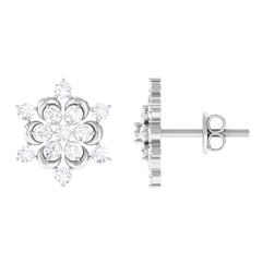 Certified Diamond Snowflake Stud Earrings
