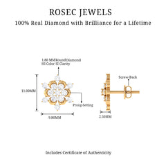 Certified Diamond Snowflake Stud Earrings