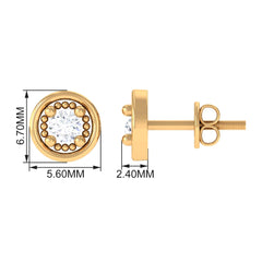 Genuine Diamond Vintage Stud Earrings with Screw Back
