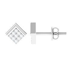 Natural Diamond Geometric Earrings with Screw Back