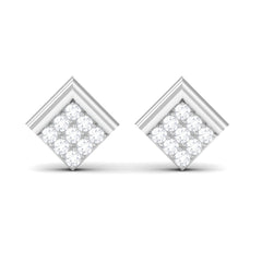 Natural Diamond Geometric Earrings with Screw Back