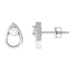 Round Diamond Teardrop Stud Earrings