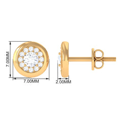 Certified Real Diamond Cluster Stud Earrings with Screw Back