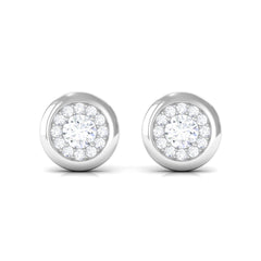 Certified Real Diamond Cluster Stud Earrings with Screw Back