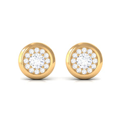 Certified Real Diamond Cluster Stud Earrings with Screw Back