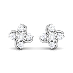 Diamond Flower Cluster Earrings For Women