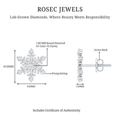Certified Diamond Snowflake Stud Earrings with Screw Back