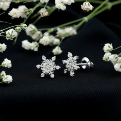 Certified Diamond Snowflake Stud Earrings with Screw Back