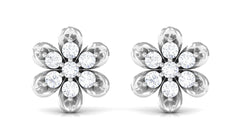 Brilliant Cut Diamond Flower Stud Earrings with Screw Back