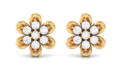 Brilliant Cut Diamond Flower Stud Earrings with Screw Back