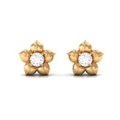 Diamond Flower Petal Stud Earrings in Prong Setting