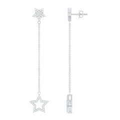 Certified Diamond Star Chain Earrings