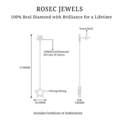 Certified Diamond Star Chain Earrings