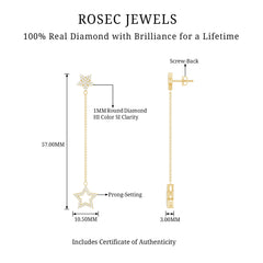 Certified Diamond Star Chain Earrings