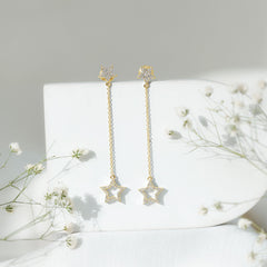 Certified Diamond Star Chain Earrings