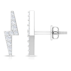 Natural Diamond Thunderbolt Stud Earrings in Gold