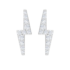 Natural Diamond Thunderbolt Stud Earrings in Gold