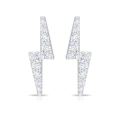 Natural Diamond Thunderbolt Stud Earrings in Gold