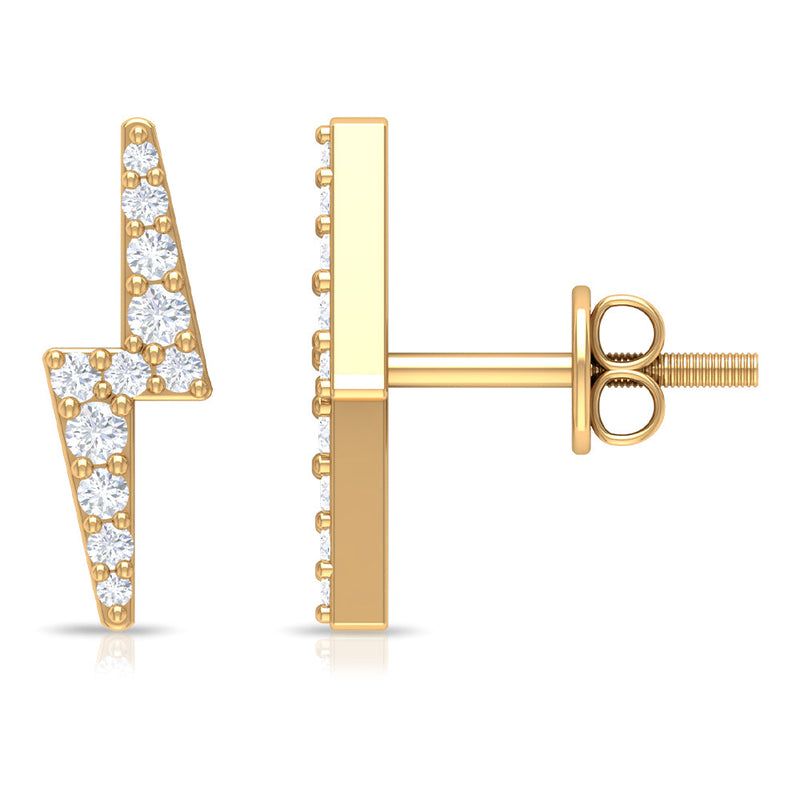 Natural Diamond Thunderbolt Stud Earrings in Gold