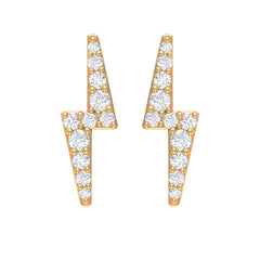 Natural Diamond Thunderbolt Stud Earrings in Gold