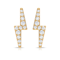 Natural Diamond Thunderbolt Stud Earrings in Gold