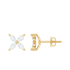 Marquise Shape Moissanite Flower Stud Earrings