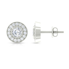 Round Moissanite Halo Stud Earrings for Women
