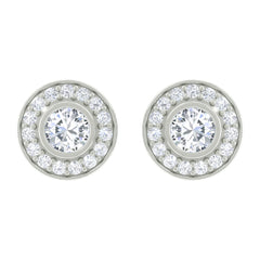 Round Moissanite Halo Stud Earrings for Women