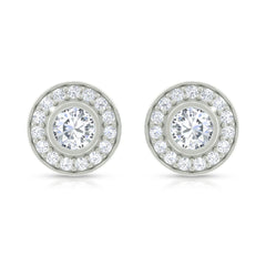 Round Moissanite Halo Stud Earrings for Women
