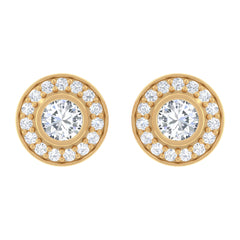 Round Moissanite Halo Stud Earrings for Women