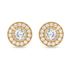 Round Moissanite Halo Stud Earrings for Women