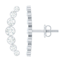 Natural Diamond Climber Earrings with Screw Back