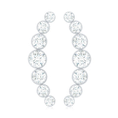 Natural Diamond Climber Earrings with Screw Back