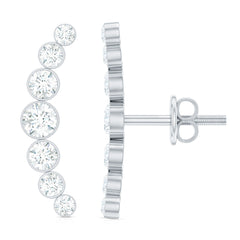 Natural Diamond Climber Earrings with Screw Back