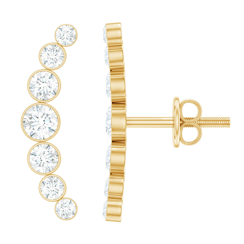 Natural Diamond Climber Earrings with Screw Back