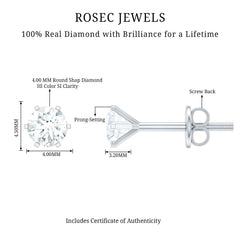 Real Diamond Solitaire Martini Stud Earrings