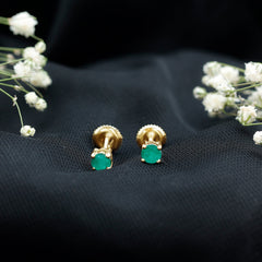 Round Cut 5 MM Real Emerald Stud Earrings