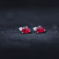 Pear Cut Ruby and Diamond Stud Earrings For Women