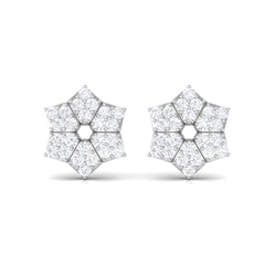Certified Real Diamond Flower Earrings with Screw Back