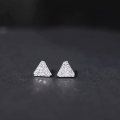 Genuine Diamond Triangle Stud Earrings