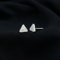 Genuine Diamond Triangle Stud Earrings
