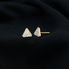 Genuine Diamond Triangle Stud Earrings