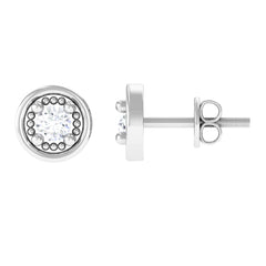 Genuine Diamond Vintage Stud Earrings with Screw Back
