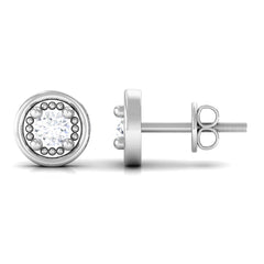 Genuine Diamond Vintage Stud Earrings with Screw Back