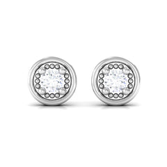 Genuine Diamond Vintage Stud Earrings with Screw Back
