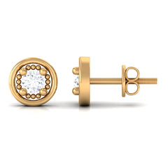 Genuine Diamond Vintage Stud Earrings with Screw Back