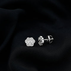 Real Diamond Cute Paw Stud Earrings