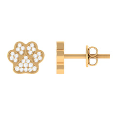 Real Diamond Cute Paw Stud Earrings