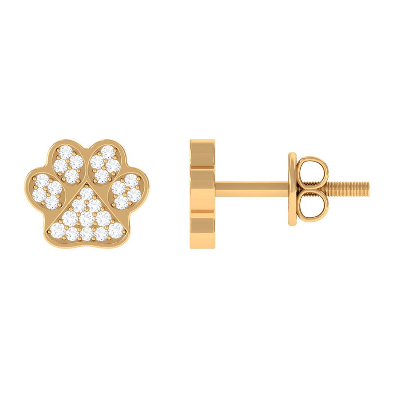 Real Diamond Cute Paw Stud Earrings